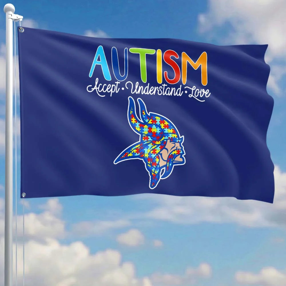 Premium Double-Sided NFL Autism Awareness Flag