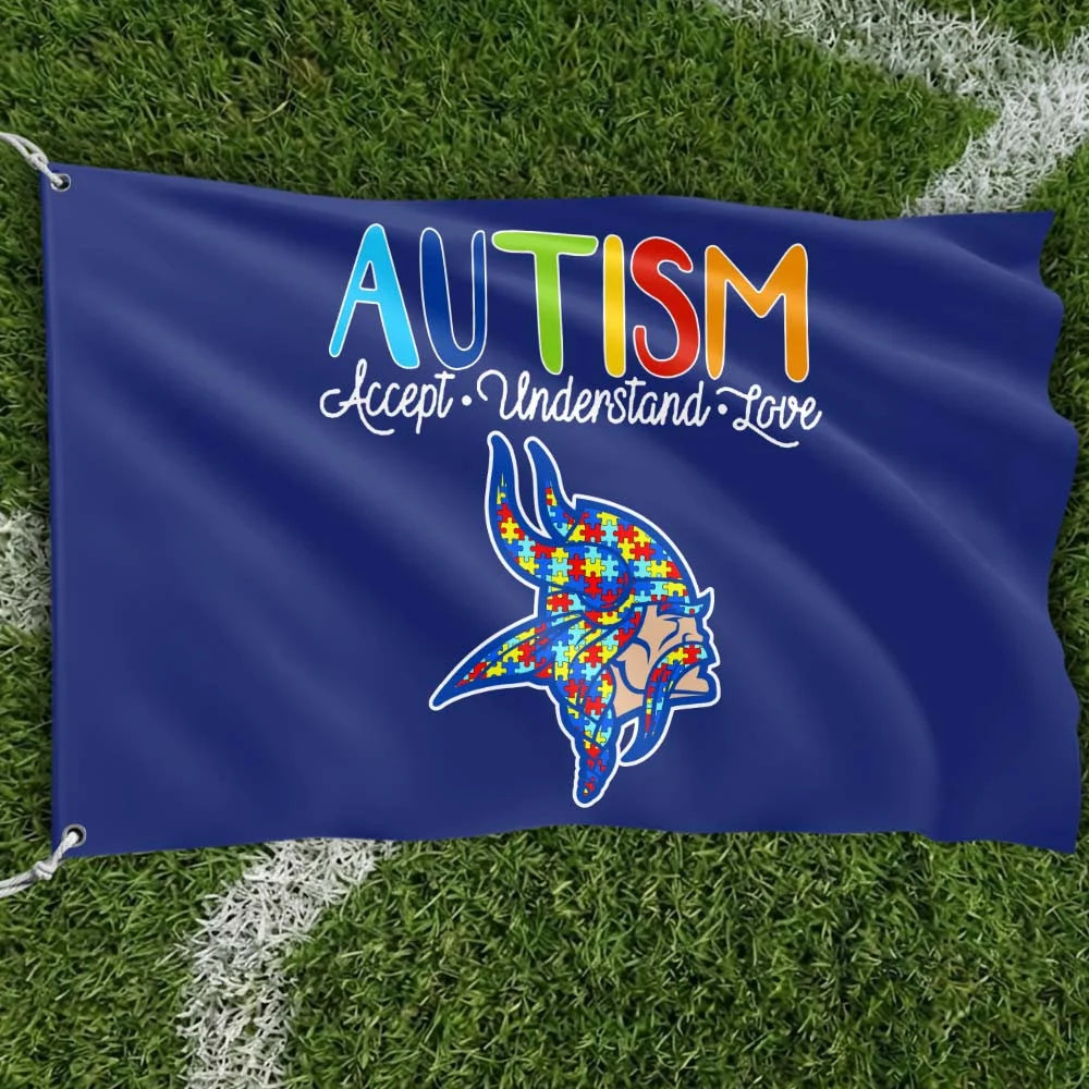 Premium Double-Sided NFL Autism Awareness Flag