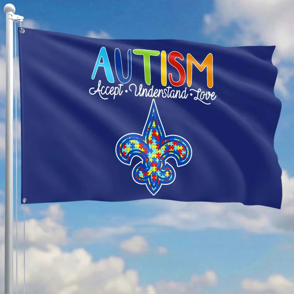 Premium Double-Sided NFL Autism Awareness Flag