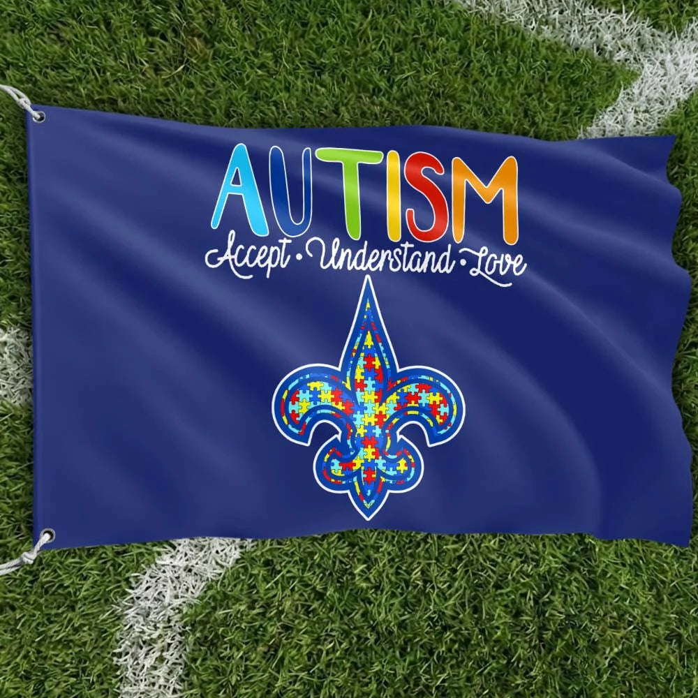 Premium Double-Sided NFL Autism Awareness Flag