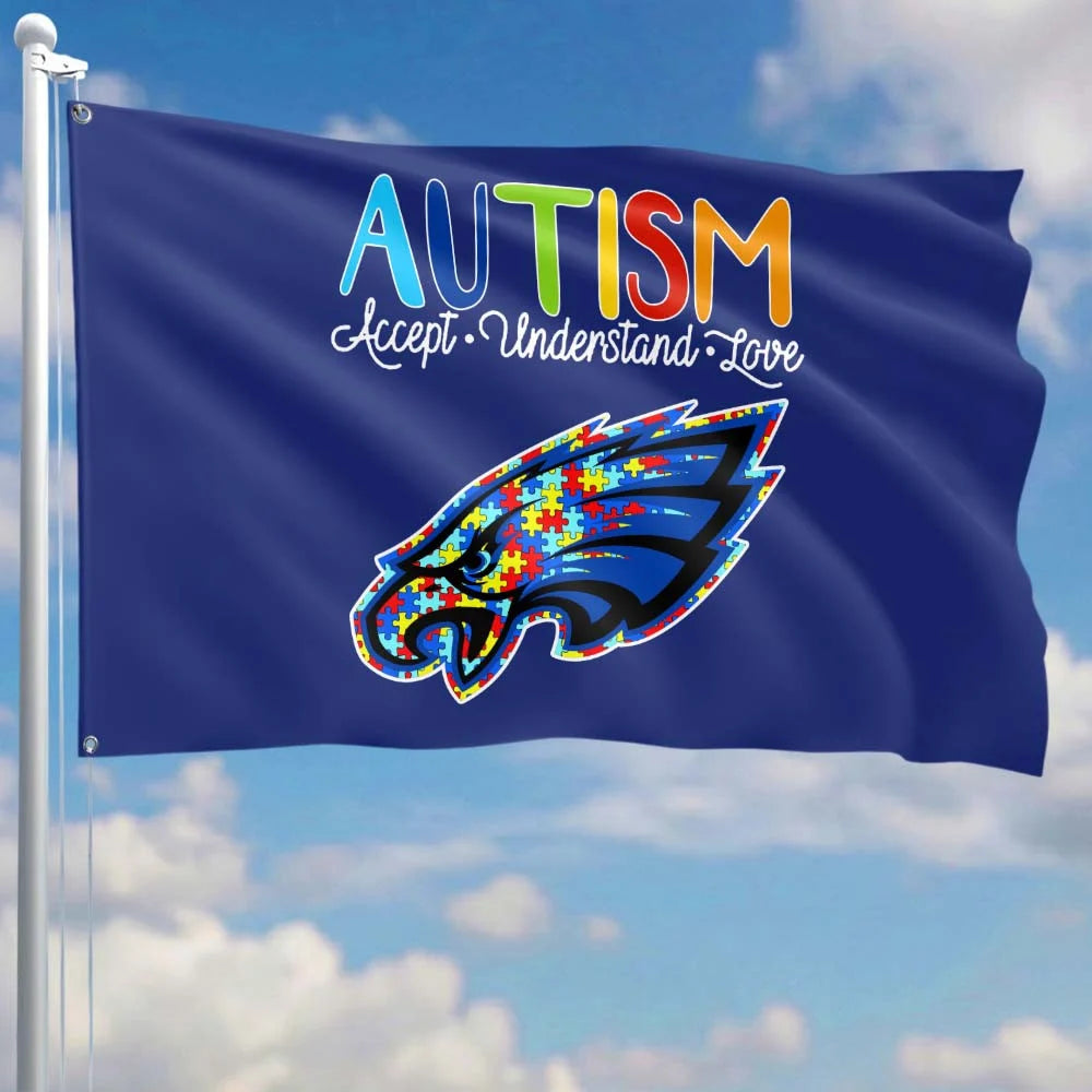 Premium Double-Sided NFL Autism Awareness Flag