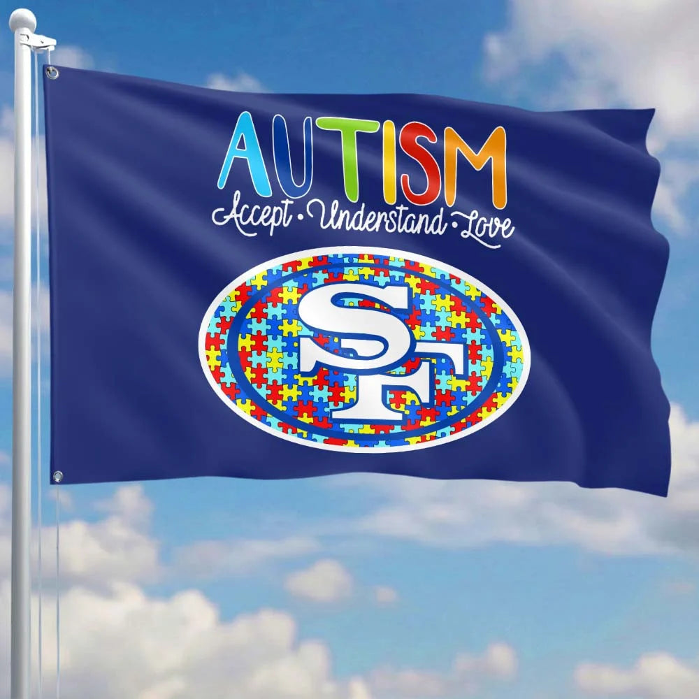 Premium Double-Sided NFL Autism Awareness Flag