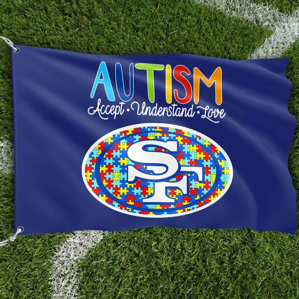 Premium Double-Sided NFL Autism Awareness Flag