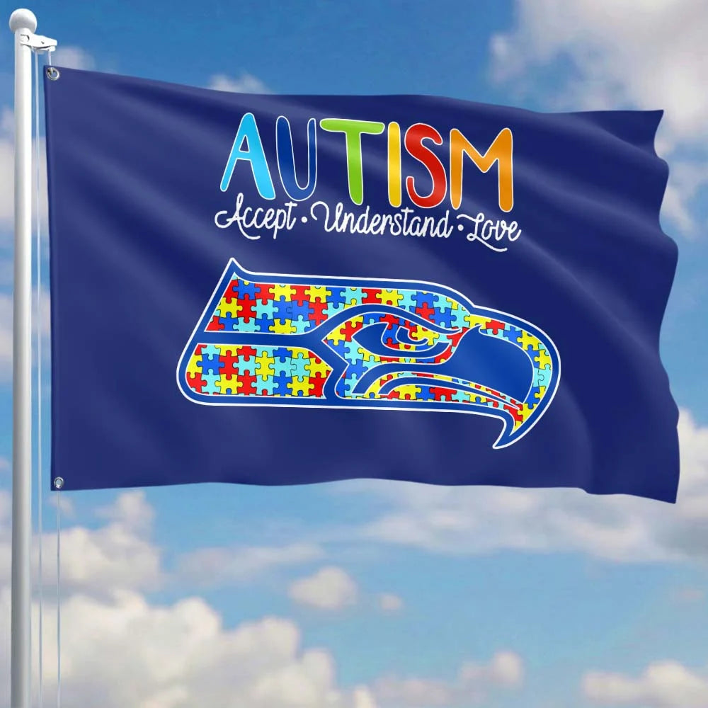 Premium Double-Sided NFL Autism Awareness Flag