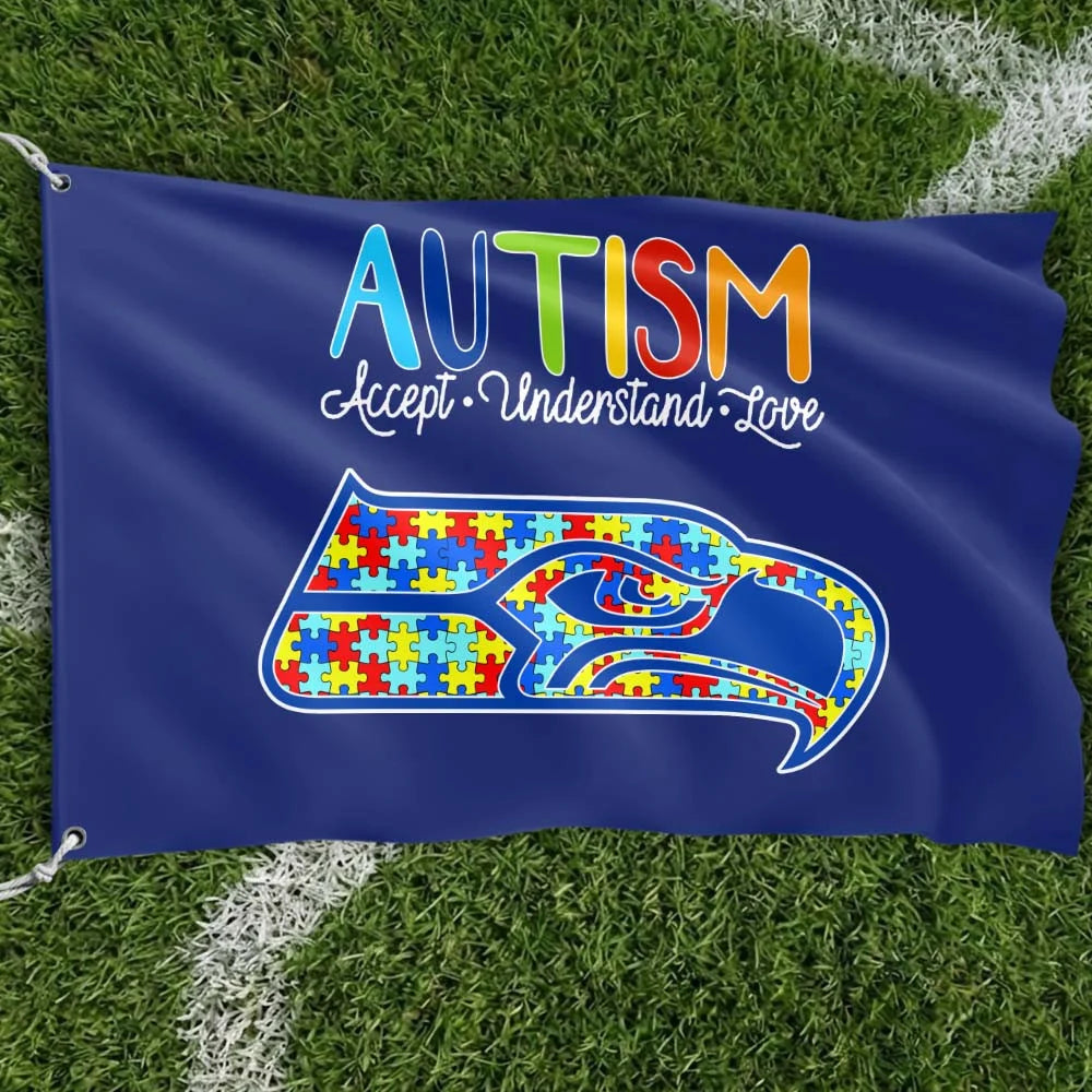 Premium Double-Sided NFL Autism Awareness Flag