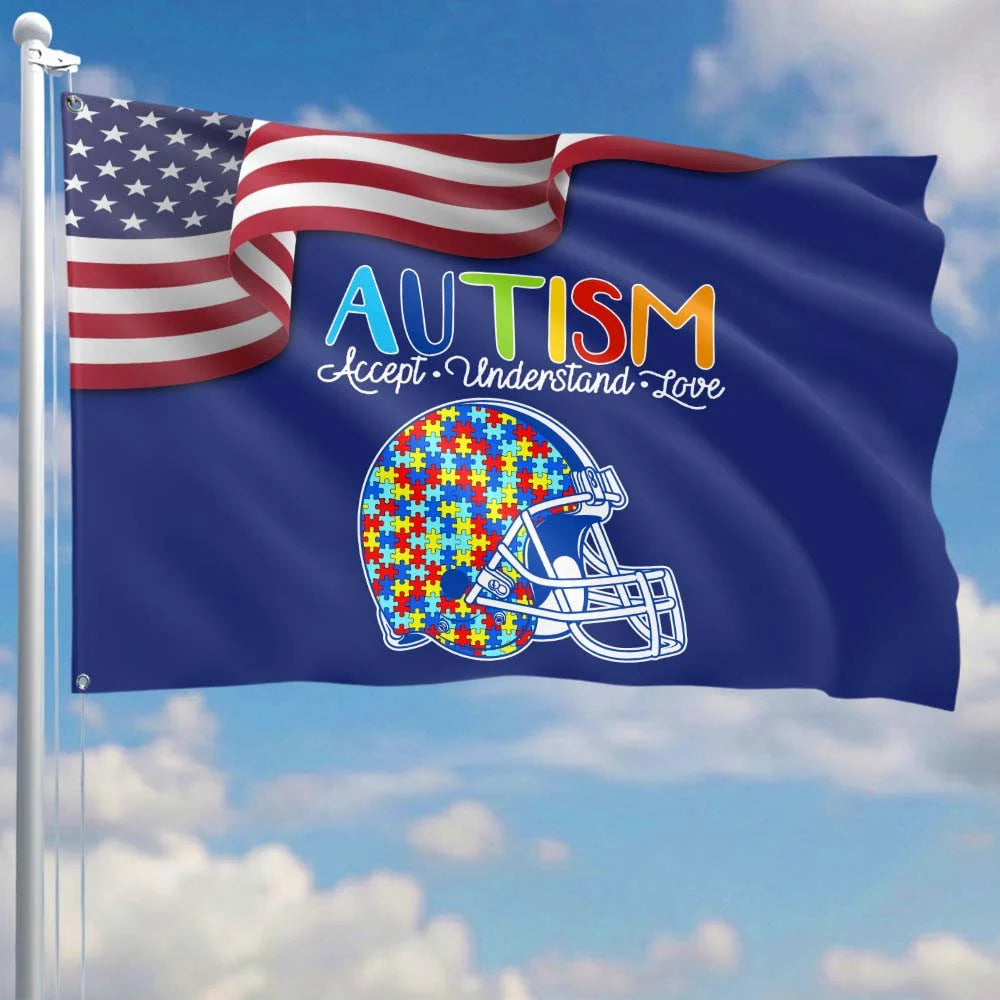 Premium Double-Sided NFL Autism Awareness Flag-1