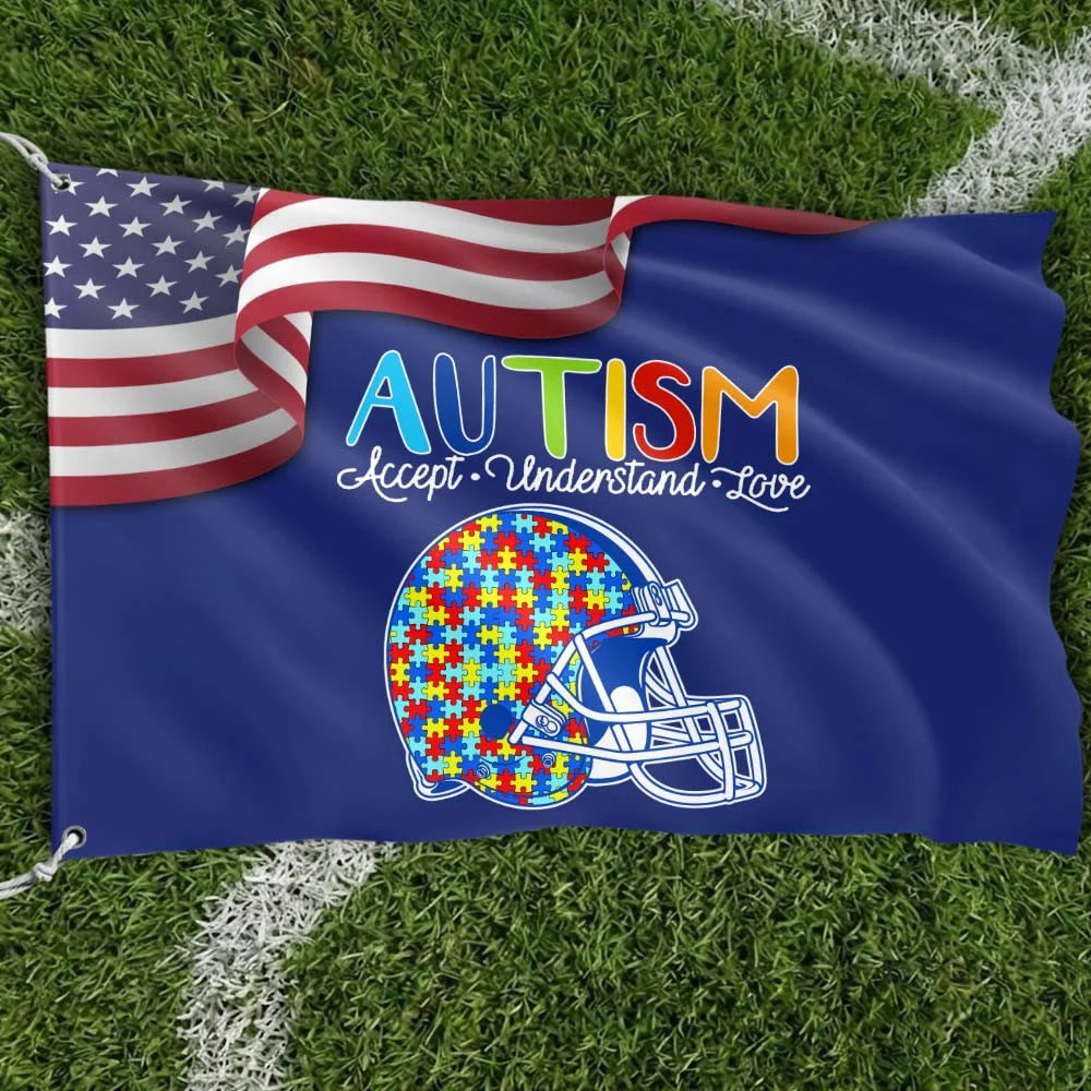 Premium Double-Sided NFL Autism Awareness Flag-1