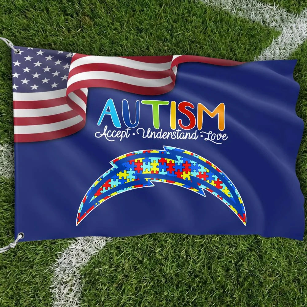 Premium Double-Sided NFL Autism Awareness Flag-1