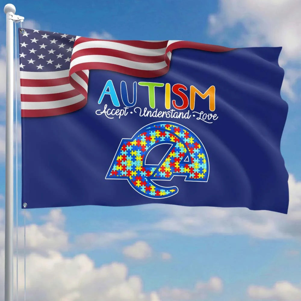 Premium Double-Sided NFL Autism Awareness Flag-1