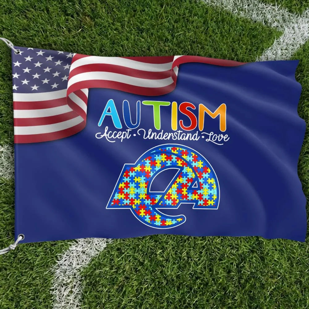Premium Double-Sided NFL Autism Awareness Flag-1