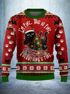 Unisex Cat Everything is fine Ugly Sweatshirt
