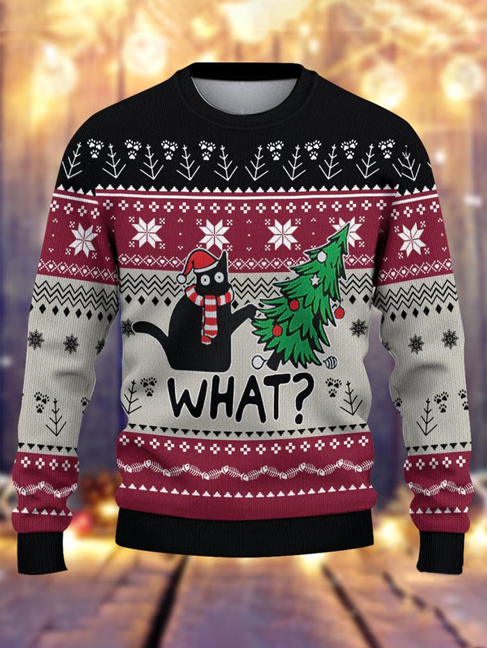 Men's Retro Casual Christmas Funny Art Ugly Sweater