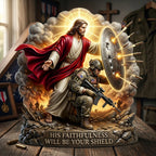 Christian Soldier Shield Acrylic Plaque - Personalized Gifts For Veteran