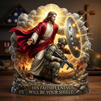 Christian Soldier Shield Acrylic Plaque - Personalized Gifts For Veteran