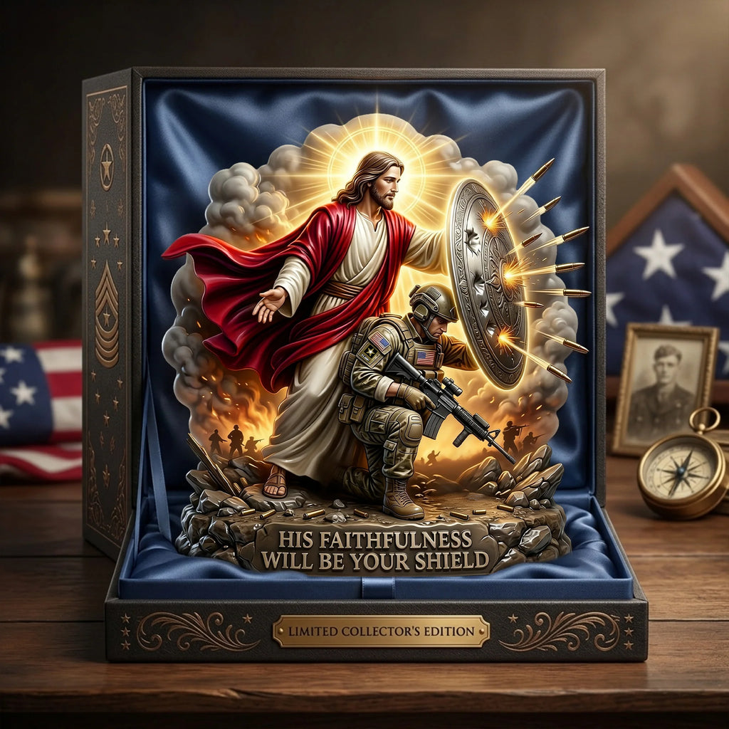 Christian Soldier Shield Acrylic Plaque - Personalized Gifts For Veteran