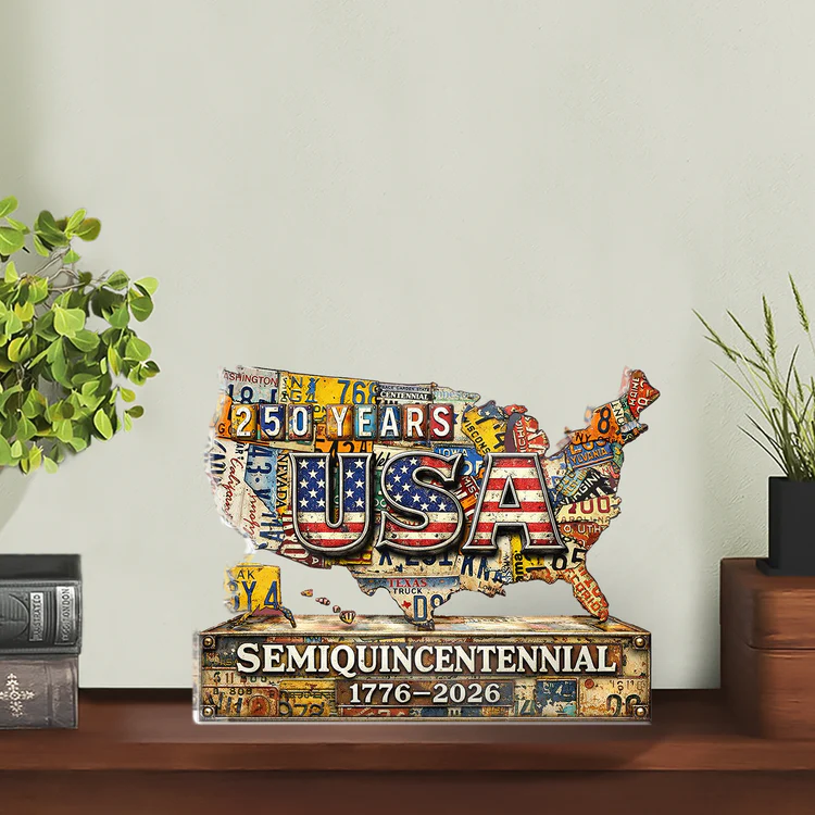 USA 250 Years Anniversary Acrylic Block Plaque | Independence Day Patriotic Acrylic Block