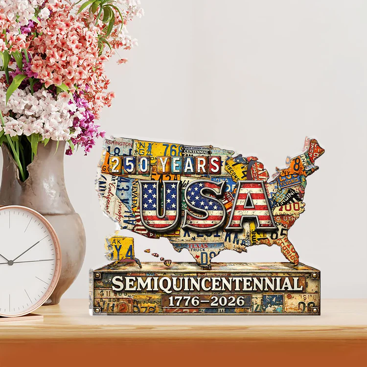 USA 250 Years Anniversary Acrylic Block Plaque | Independence Day Patriotic Acrylic Block