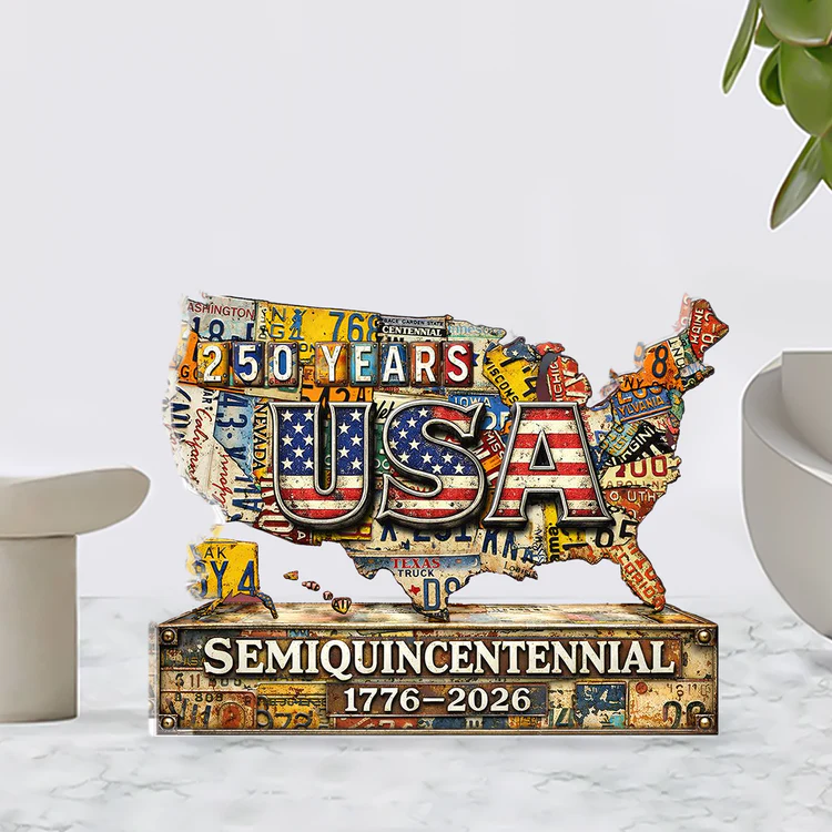 USA 250 Years Anniversary Acrylic Block Plaque | Independence Day Patriotic Acrylic Block