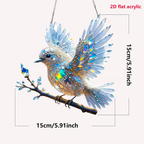Crystal Sky Bluebird Stained Glass Art Ornament