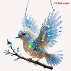 Crystal Sky Bluebird Stained Glass Art Ornament