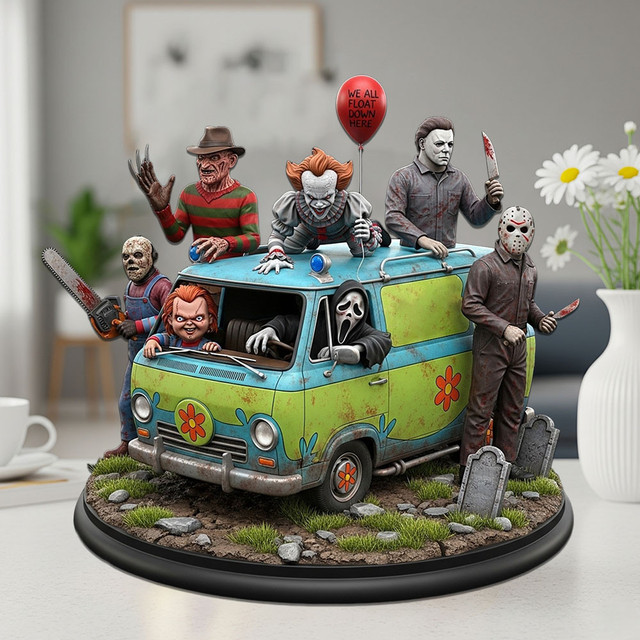 Horror Movie Character Driving Car Halloween Acrylic Block Plaque Gift For Fan