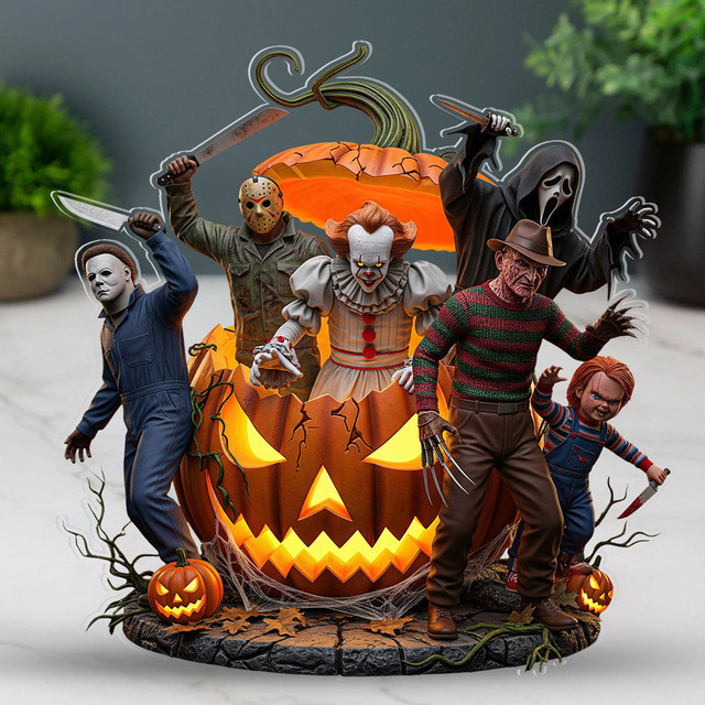 Horror Movie Character Driving Car Halloween Acrylic Block Plaque Gift For Fan