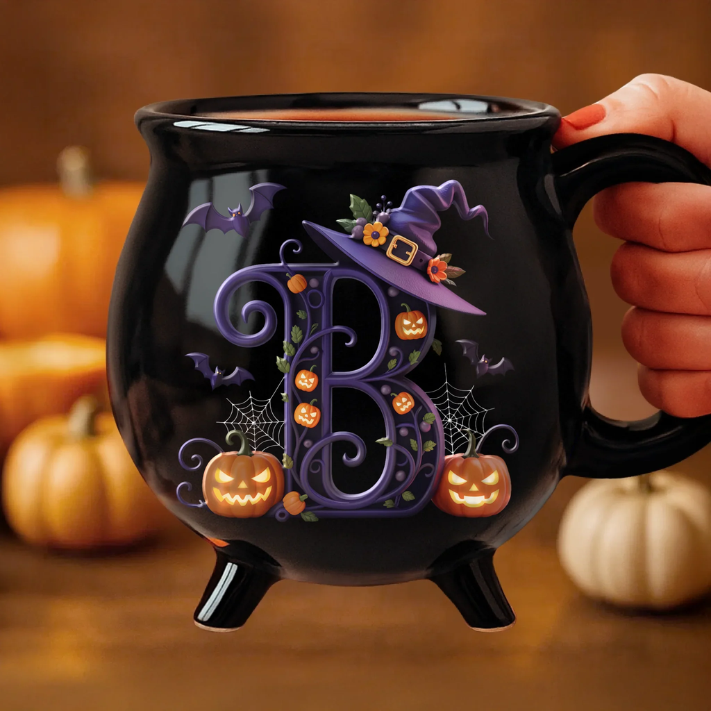Custom 12oz Ceramic Cauldron Coffee Mug - Personalized Halloween Witchy Gifts For Besties, Sisters, BFF, Family, Yourself - Brew And Boo