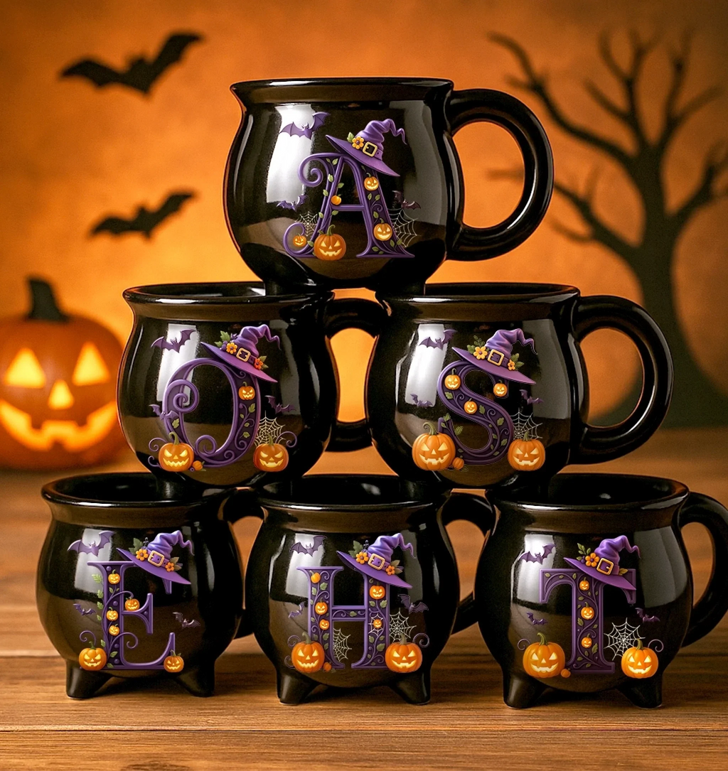 Custom 12oz Ceramic Cauldron Coffee Mug - Personalized Halloween Witchy Gifts For Besties, Sisters, BFF, Family, Yourself - Brew And Boo