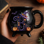 Custom 12oz Ceramic Cauldron Coffee Mug - Personalized Halloween Witchy Gifts For Besties, Sisters, BFF, Family, Yourself - Brew And Boo