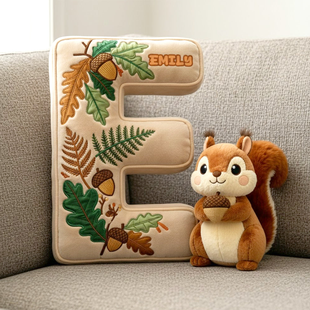 Squirrel Alphabet Initial Letter Custom Shaped Pillow - Personalized Gifts For Kids