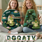 Adorable Frog Initial Pillow - Personalized Gift For Frog Lovers
