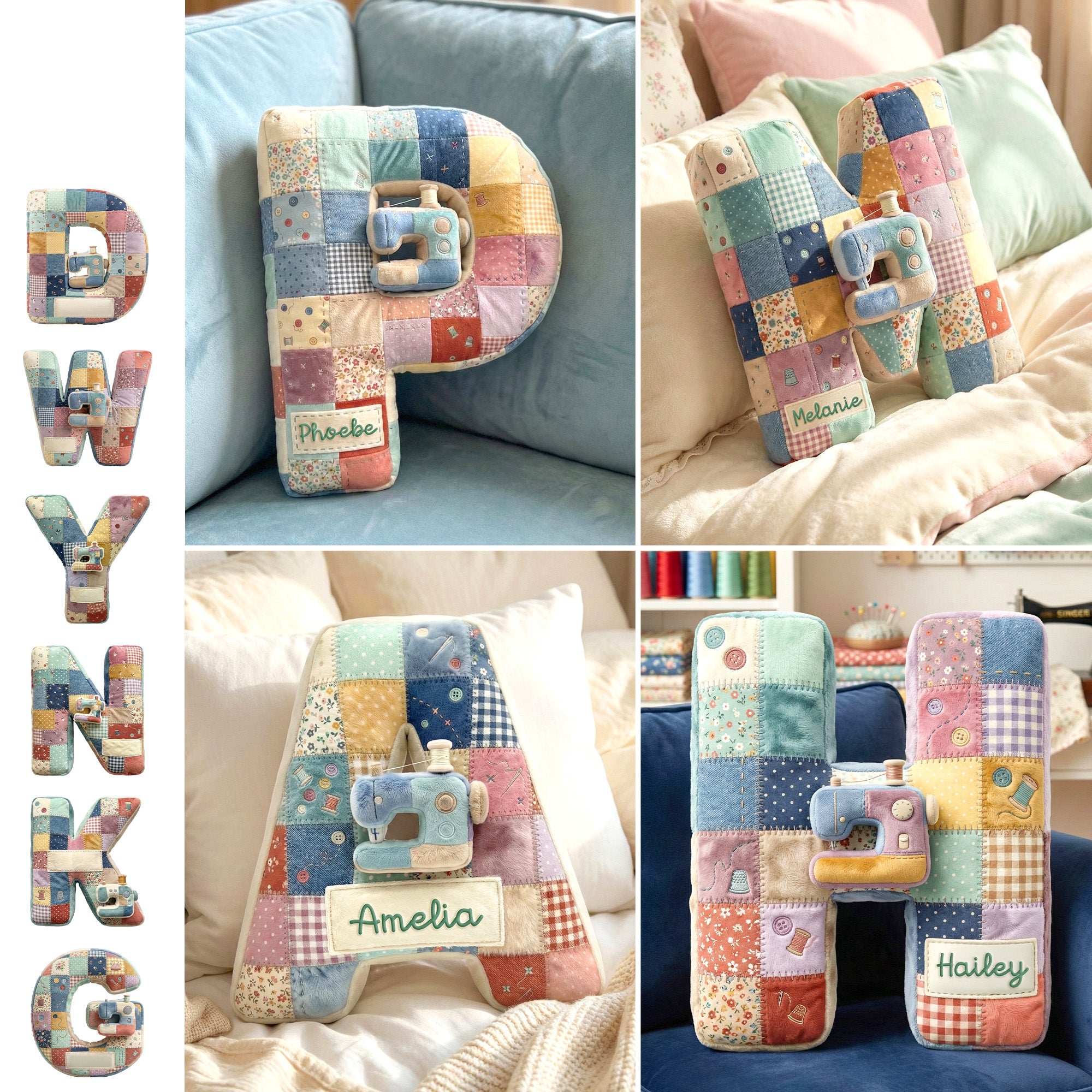 Sewing Alphabet Initial Letter Custom Shaped Pillow - Personalized Gifts For Sewing Lovers