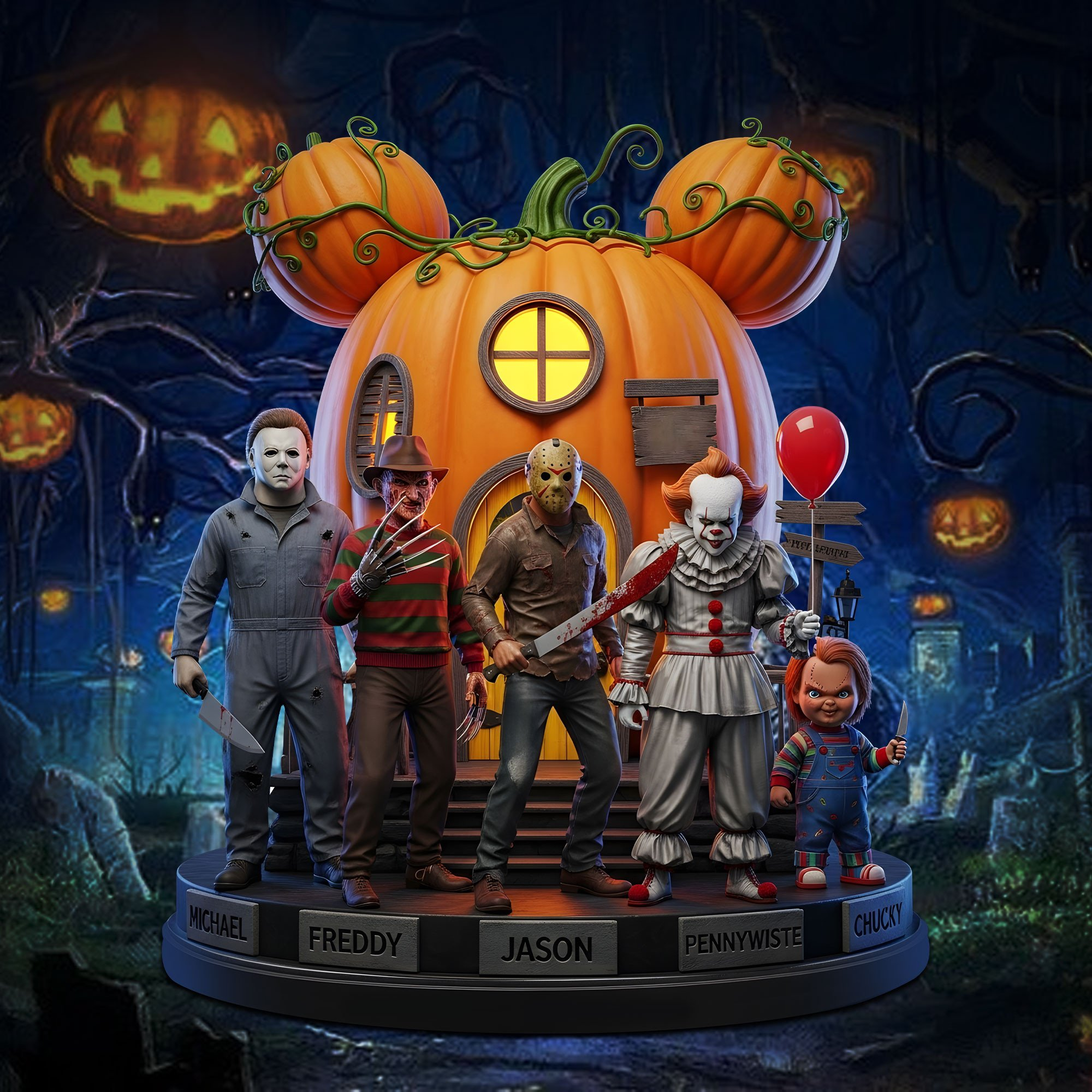 Horror Movie Character Driving Car Halloween Acrylic Block Plaque Gift For Fan