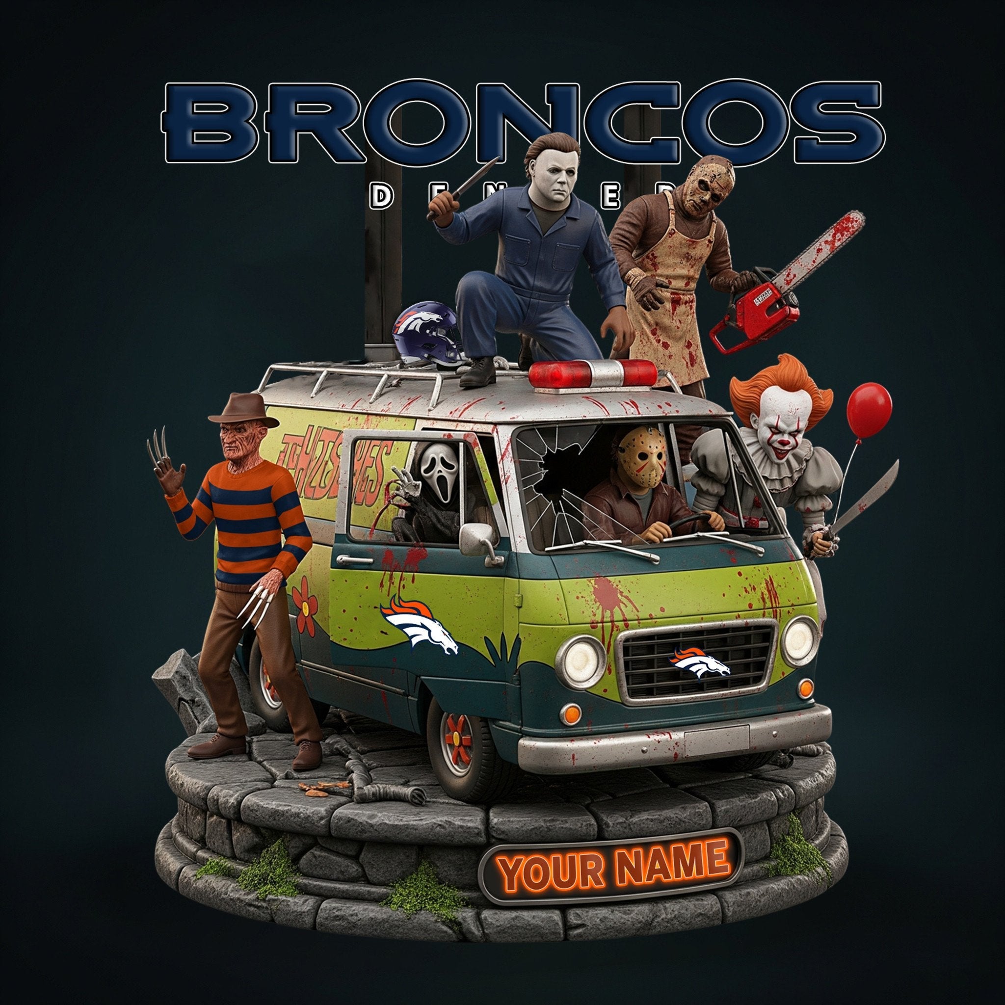 NFL Horror Personalized Acrylic Block Plaque Halloween Gift For Fan - Limited Edition