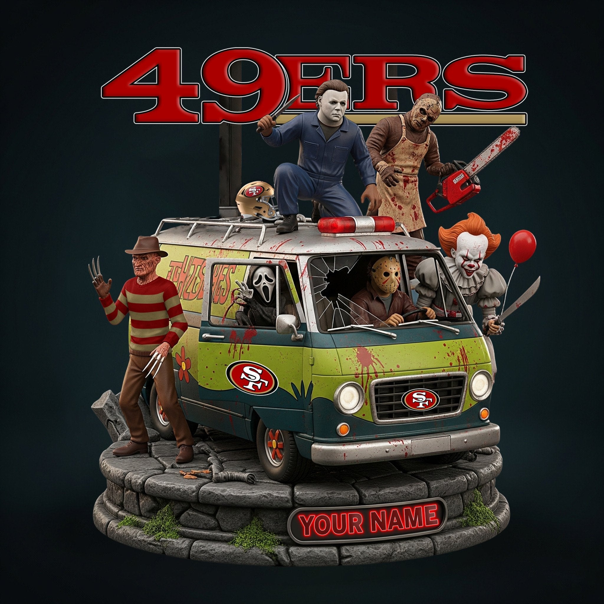 NFL Horror Personalized Acrylic Block Plaque Halloween Gift For Fan - Limited Edition