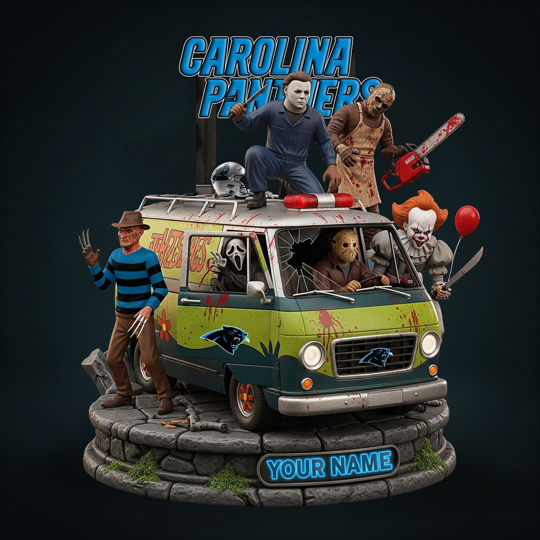 NFL Horror Personalized Acrylic Block Plaque Halloween Gift For Fan - Limited Edition