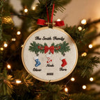 Personalized Family Christmas Embroidery Ornament 2025 | Stockings on Mantel-2
