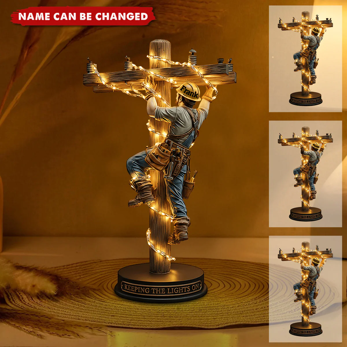 Keeping The Lights On - Personalized Lineman Custom Shaped Acrylic Plaque