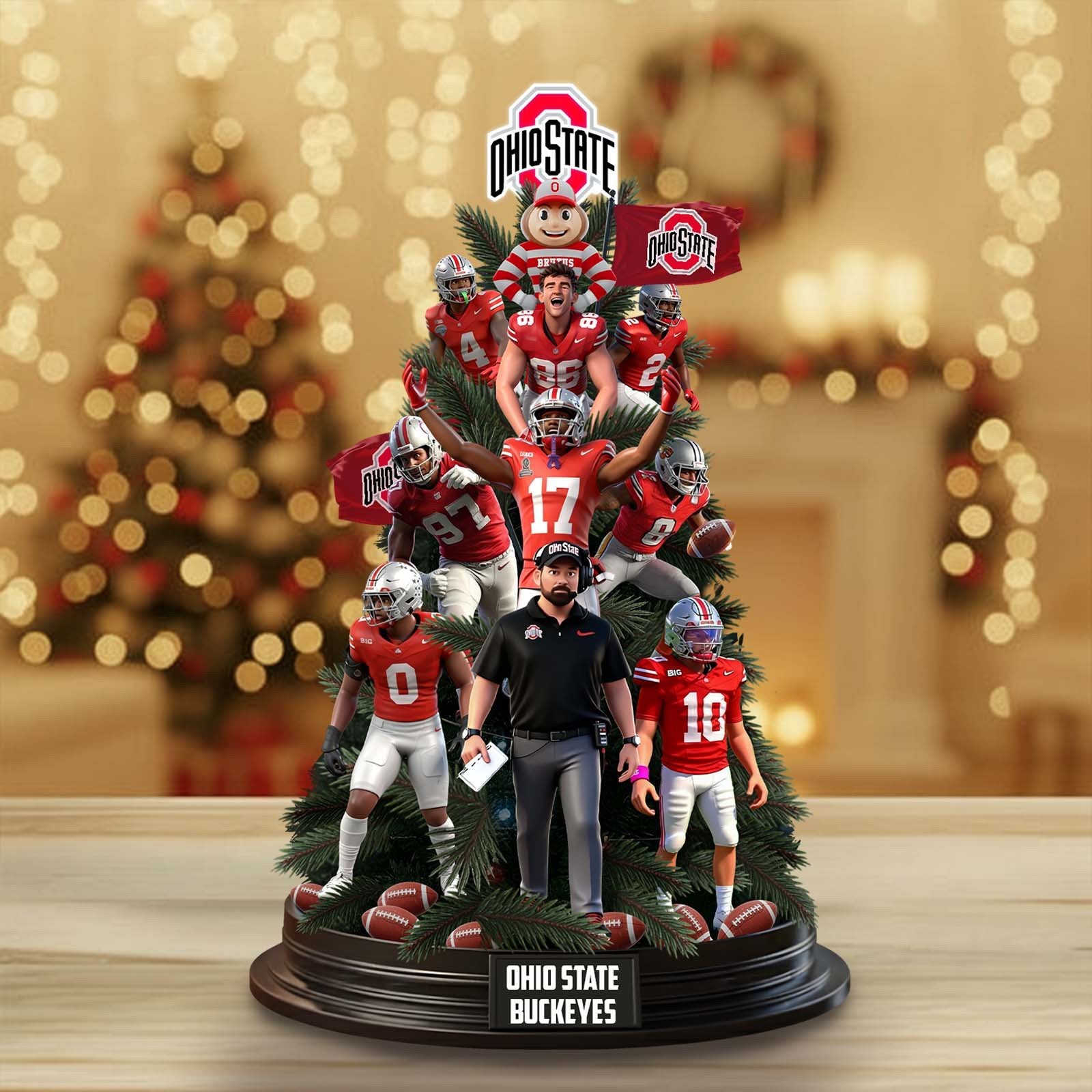 Ohio State Buckeyes Stacked Player Christmas Tree Acrylic Plaque