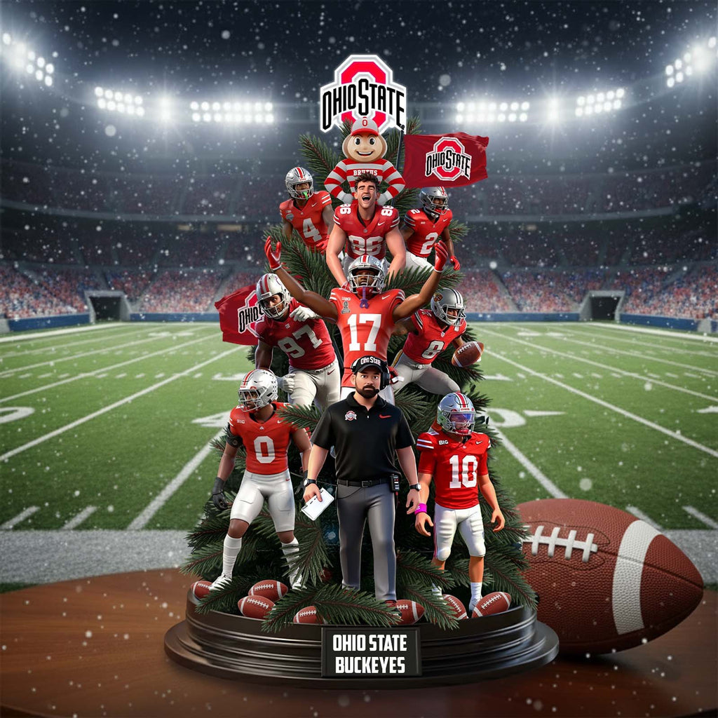 Ohio State Buckeyes Stacked Player Christmas Tree Acrylic Plaque