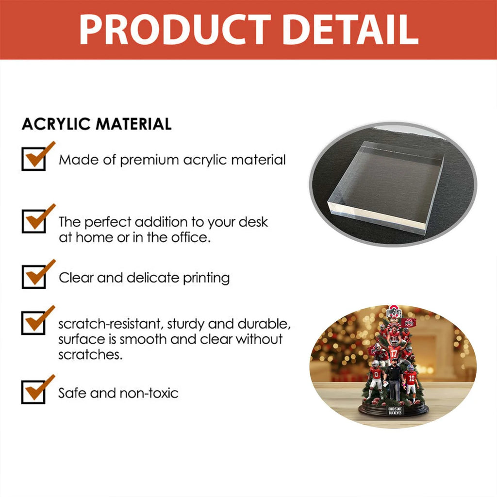 Ohio State Buckeyes Stacked Player Christmas Tree Acrylic Plaque