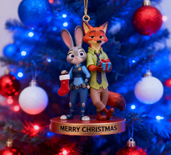 🎄🦊 Celebrate the Magic of Zootopia with this Exclusive Christmas Tree Ornament!🦓✨