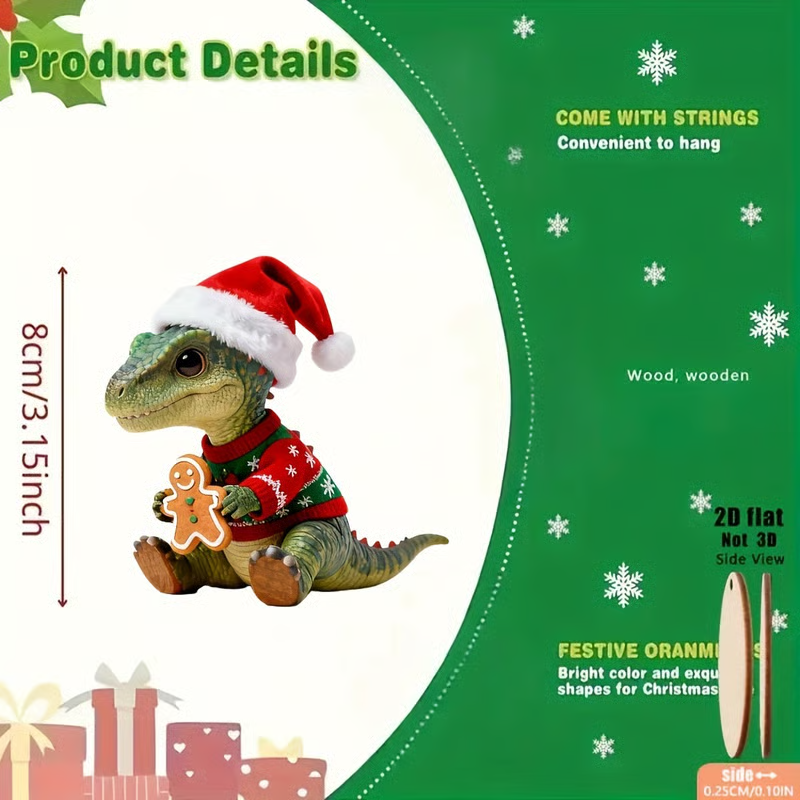 🎄🦖Dino-Themed Xmas Ornament Set