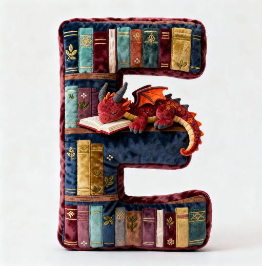 Personalized Book Dragon Alphabet Initial Letters Pillow - A Perfect Gift for Book Lovers