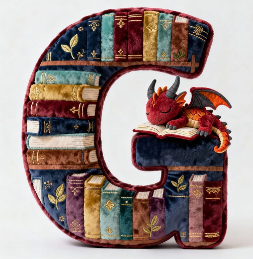 Personalized Book Dragon Alphabet Initial Letters Pillow - A Perfect Gift for Book Lovers