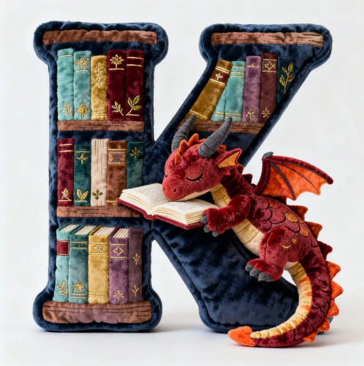 Personalized Book Dragon Alphabet Initial Letters Pillow - A Perfect Gift for Book Lovers