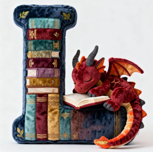 Personalized Book Dragon Alphabet Initial Letters Pillow - A Perfect Gift for Book Lovers