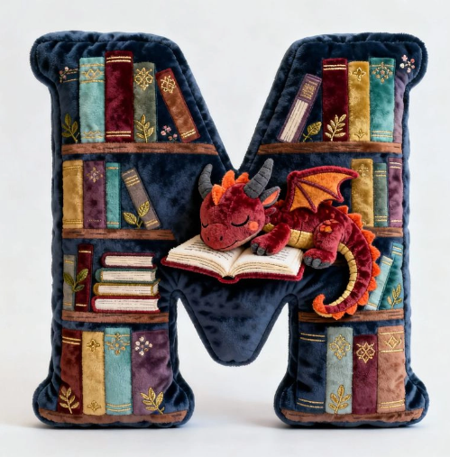 Personalized Book Dragon Alphabet Initial Letters Pillow - A Perfect Gift for Book Lovers