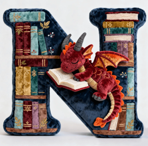 Personalized Book Dragon Alphabet Initial Letters Pillow - A Perfect Gift for Book Lovers
