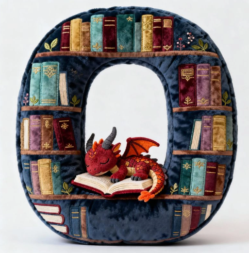 Personalized Book Dragon Alphabet Initial Letters Pillow - A Perfect Gift for Book Lovers